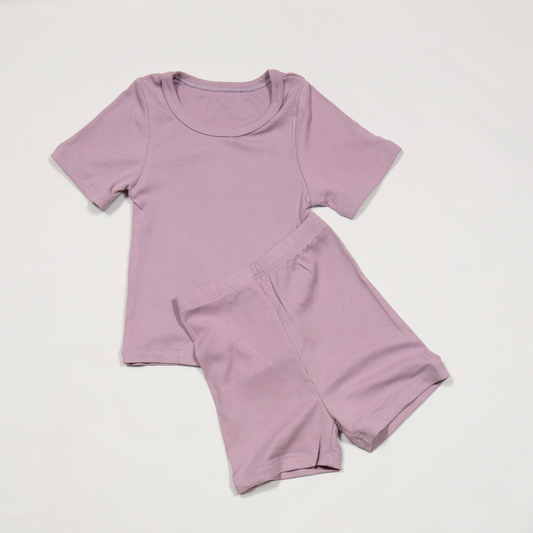2-piece Lavender Short-sleeved Cotton Set