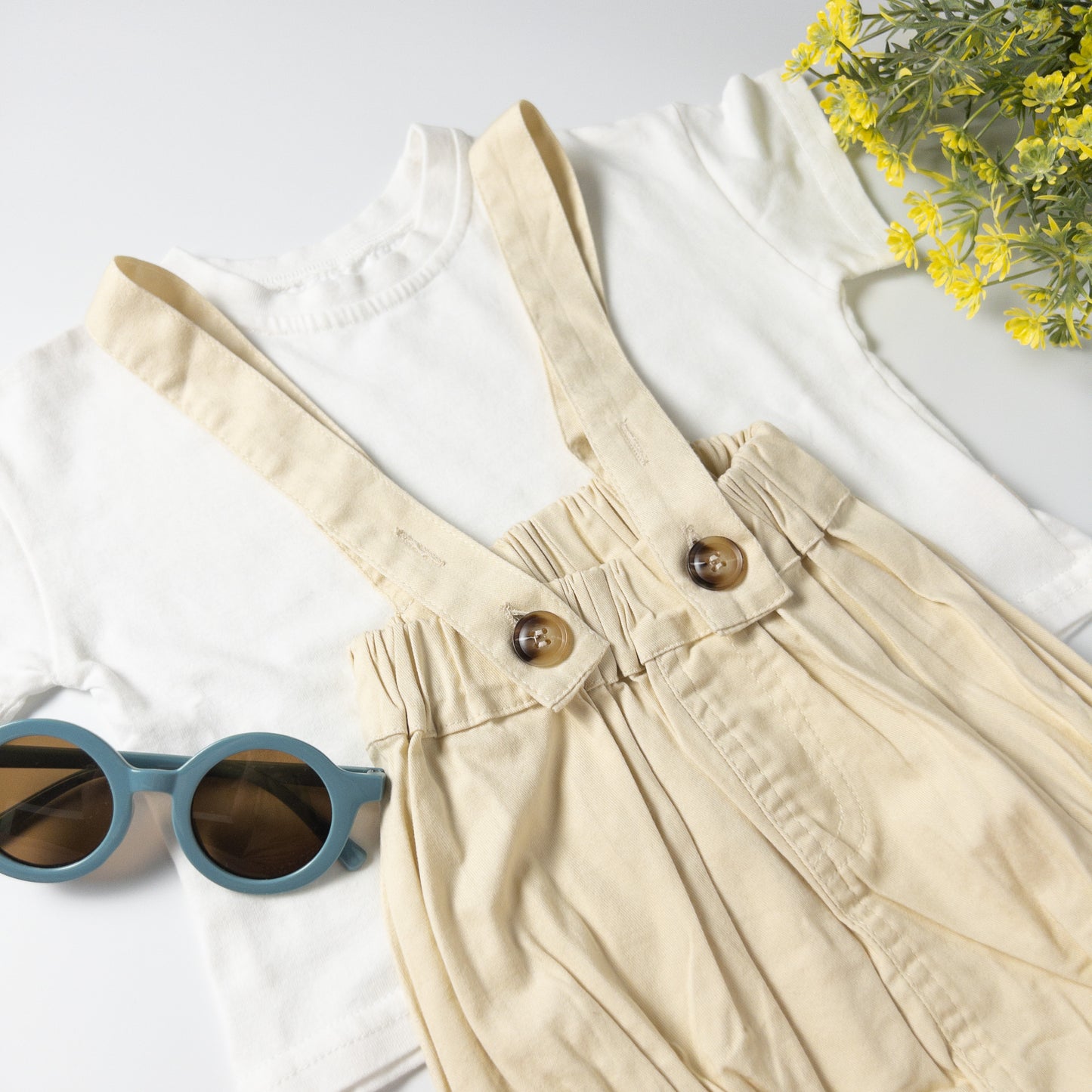 2-piece Ivory Amber Overalls Set