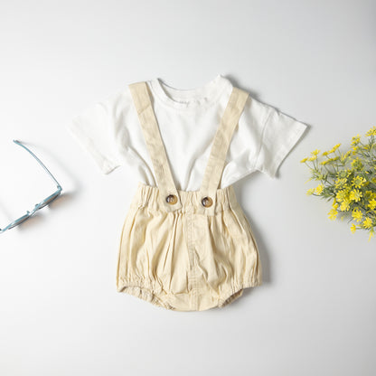 2-piece Ivory Amber Overalls Set