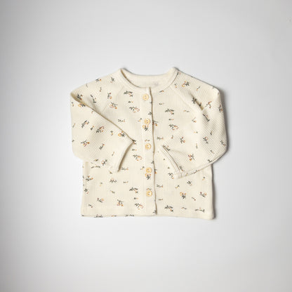 2-piece Cream Blossom Waffle Cotton Set