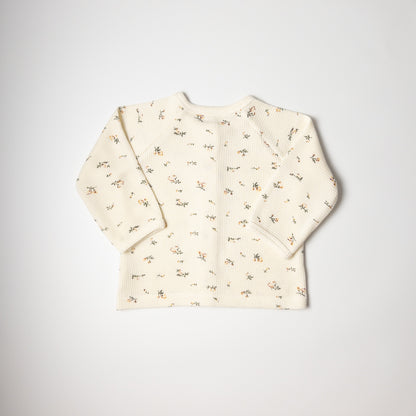 2-piece Cream Blossom Waffle Cotton Set