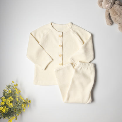 2-piece Cream Waffle Cotton Set