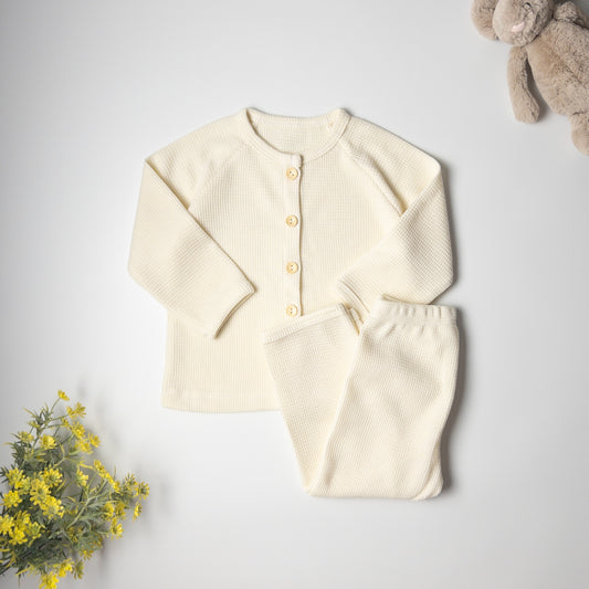 2-piece Cream Waffle Cotton Set