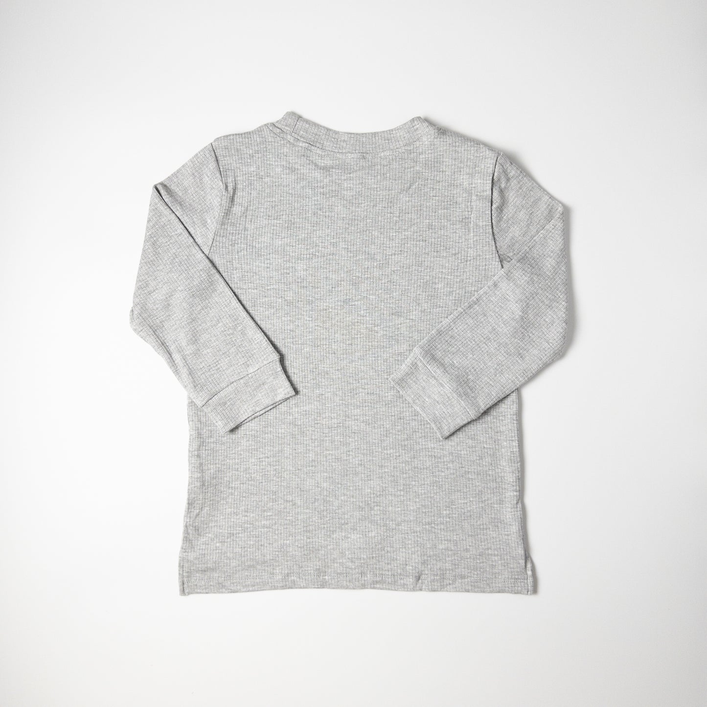 2-piece Grey Long-Sleeved Ribbed Cotton Set