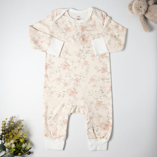 Organic Cotton Rosette Buttoned Romper