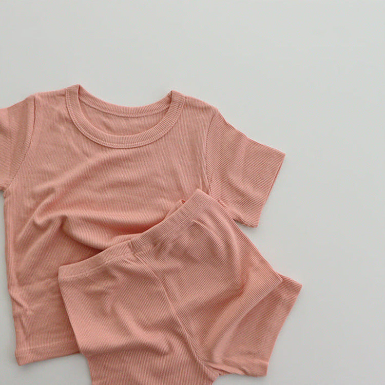 2-piece Bubblegum Short-sleeved Cotton Set