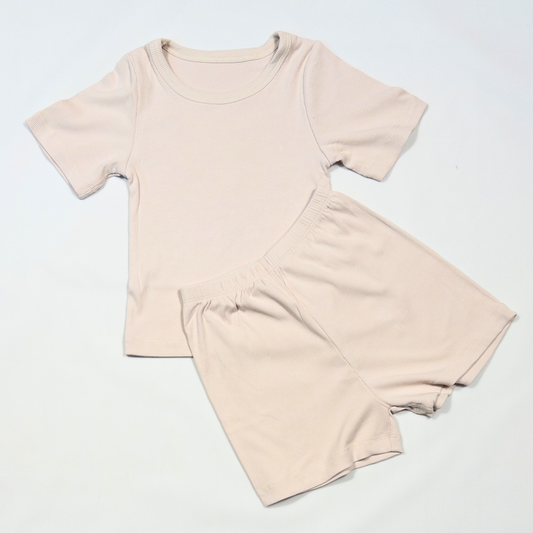 2-piece Biscuit Short-sleeved Cotton Set