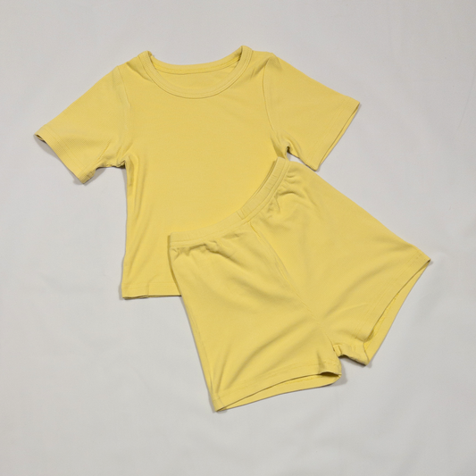 2-piece Mustard Short-sleeved Cotton Set